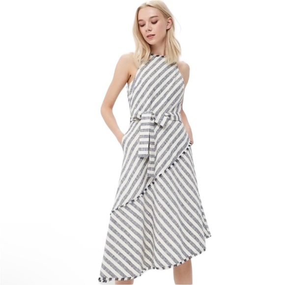 NWOT A-Symmetrical Striped Dress - Picture 1 of 7